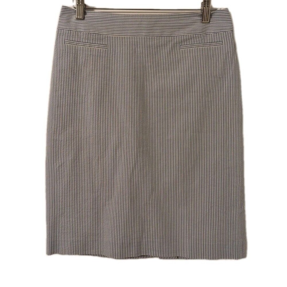 Brooks Brothers Pencil Skirt Size 4P Blue And White Vertical Stripes